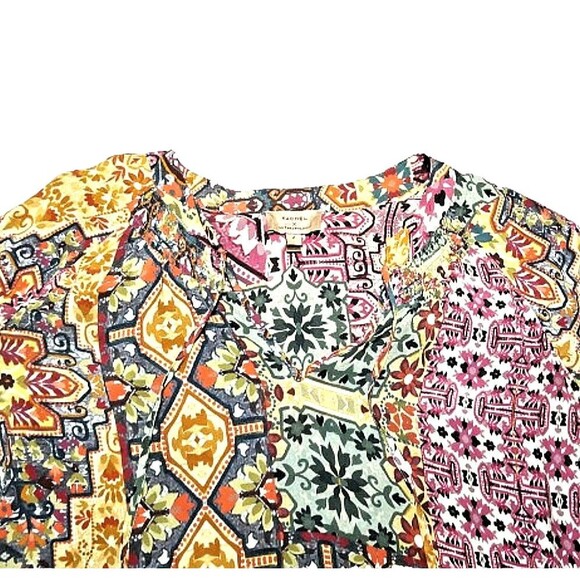 KACHEL X ANTHROPOLOGIE Ambrosia Peasant Blouse Sz 2 Multicolor Pullover Boho - Picture 4 of 9